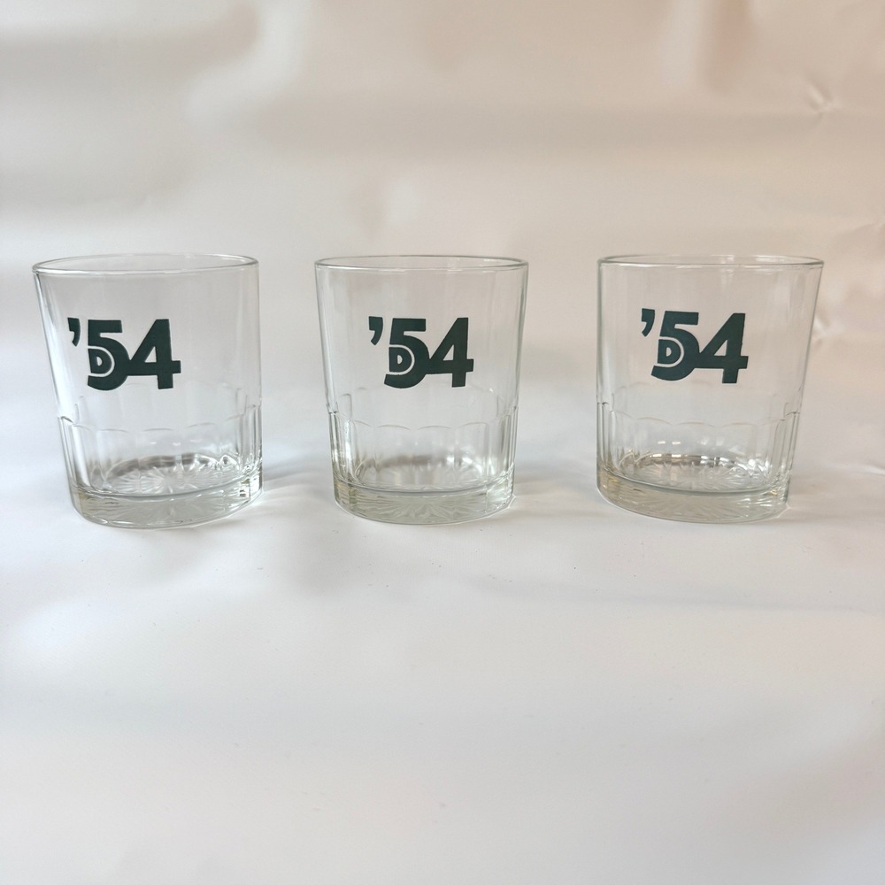 Vintage Style '54 Rocks Glasses Set of 3 9oz Sunburst Base